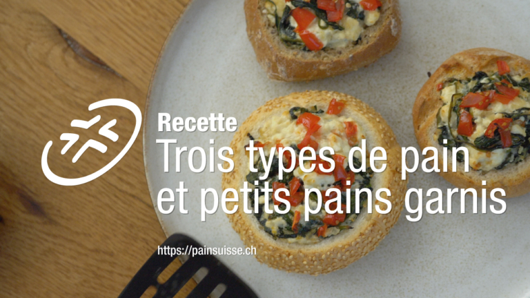 Trois types de pain et petits pains garnis