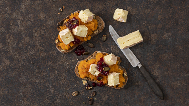 Tartine courge-fromage à pâte molle
